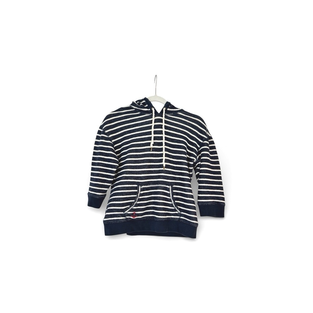 Lauren Ralph Lauren‎ Navy White Striped Anchor Hoodie Sweatshirt Womens Medium